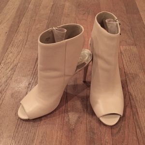 Ann Taylor Peep Toe Leather High Heels - Beige
